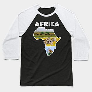 African Wildlife Continent Collage Baseball T-Shirt